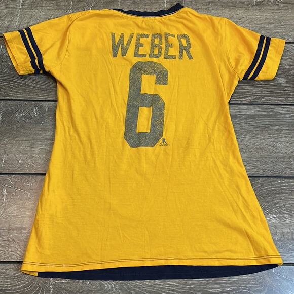 Nashville Predators Yellow and Blue Weber #6 T-Shirt Women’s Size Small - Picture 3 of 4